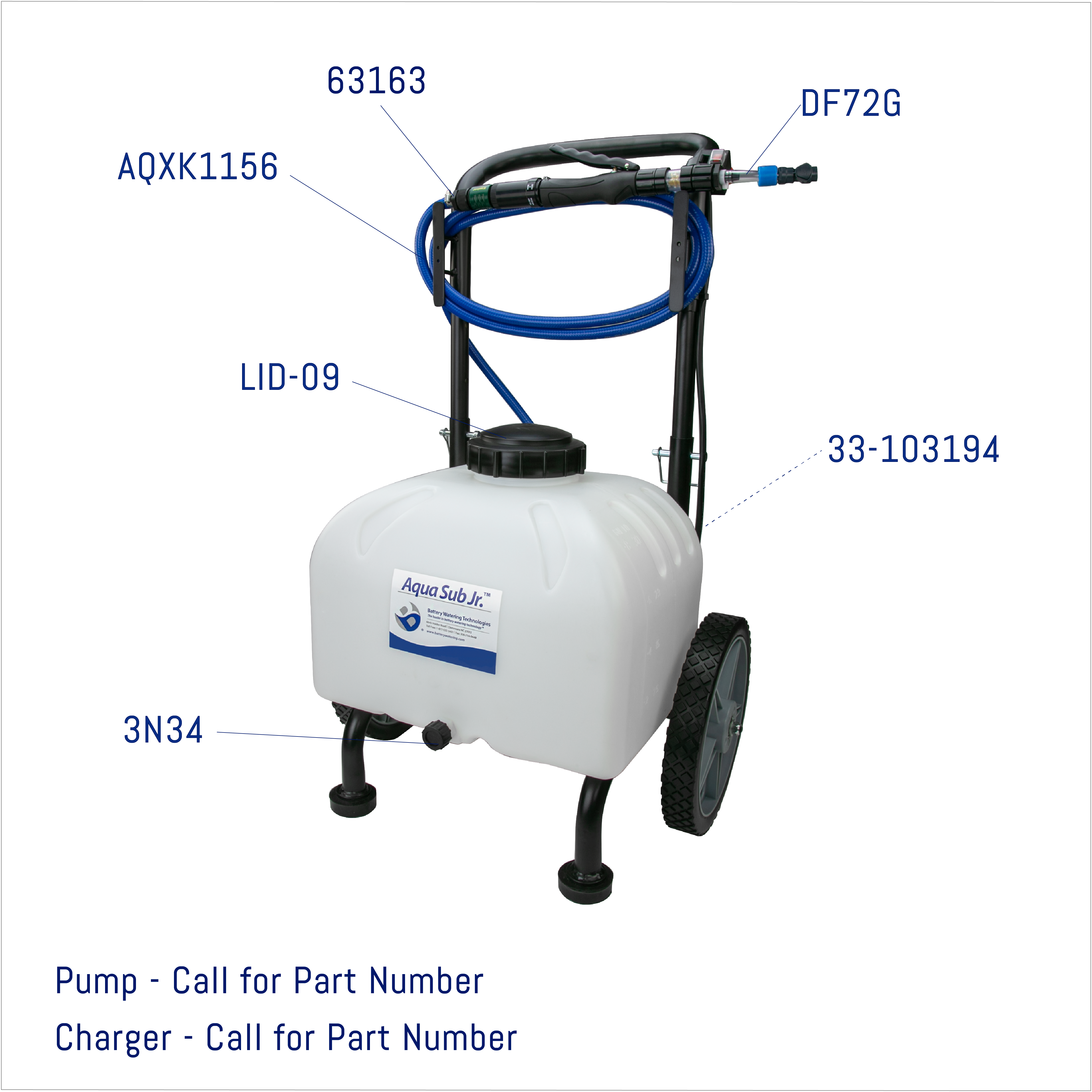 AQUA SUB Jr™ CART - 9 Gallon Grey Connector - Battery